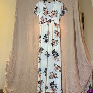 Floral Maxi V Neck Flowy Dress